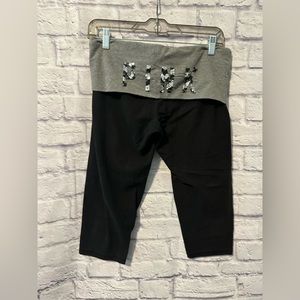 PINK by Victorias Secret Classic Fold Over Yoga Crop / Capri Pants, with bling